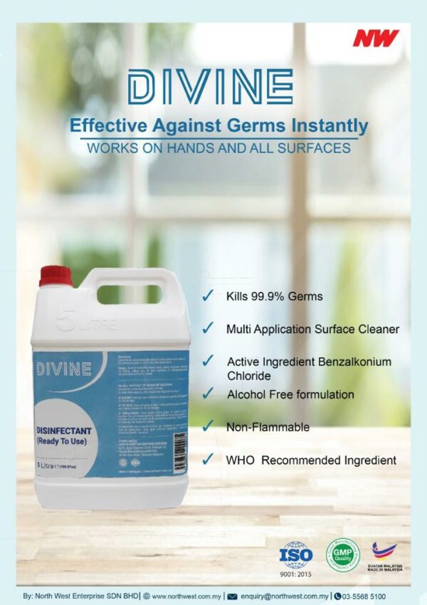 Ready Ro use DIVINE Disinfectant Ready-To-Use 5litres (4drums)