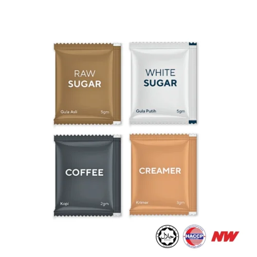 Halal White Sugar Raw Sugar Coffee Creamer Square Sachet_North West HALAL SQUARE SACHET WHITE SUGAR / BROWN SUGAR / CREAMER / COFFEE